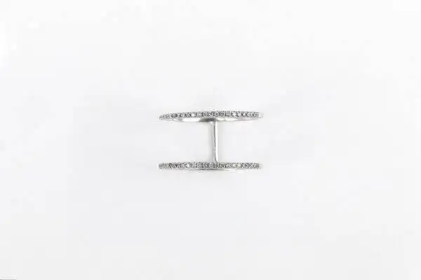 Anel Dois Aros com Diamantes em Ouro Branco 18k