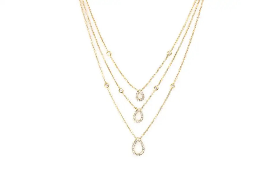 Colar Gotas de Diamantes em Ouro Amarelo 18k