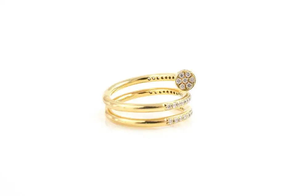 Anel Prego com Diamantes em Ouro Amarelo 18k