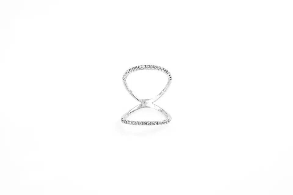 Anel Torcido dois Aros em Ouro Branco 18k