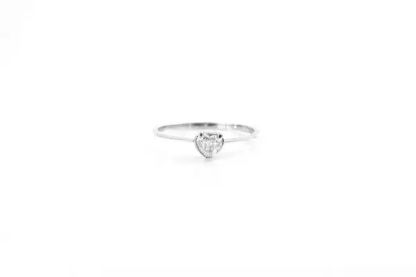 Anel de Coração Topázio Branco em Ouro Branco 18k